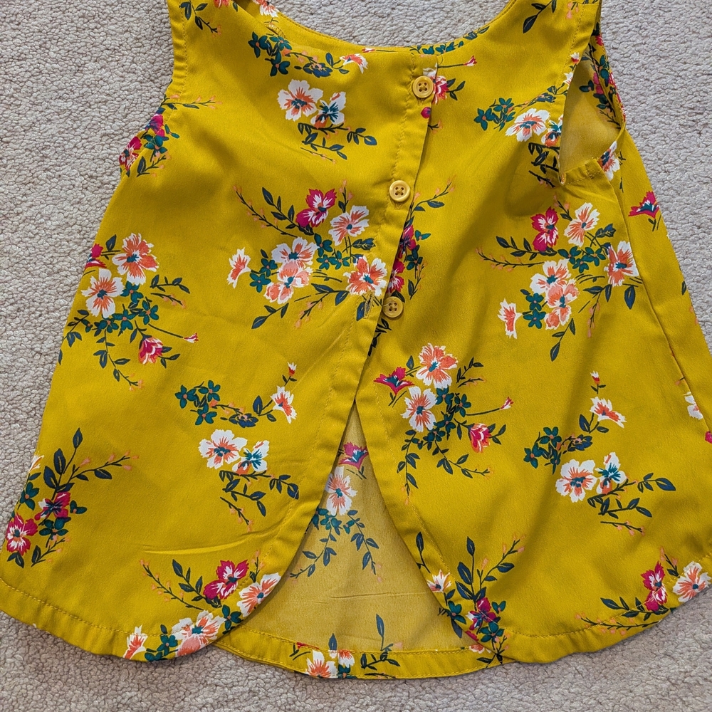 Old Navy Mustard Yellow Floral Shell Tank